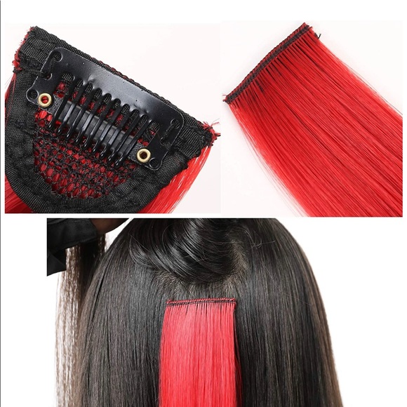 Red Hair Extensions Clip in Synthetic 24’’ Long - Picture 5 of 7